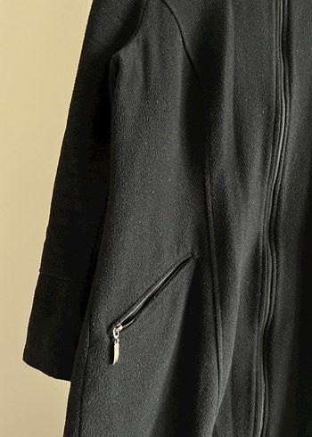 Kadın Siyah Fermuarlı Uzun Kaban - Görsel 3