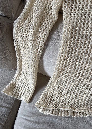 Bohem Stil Örgü Kadın Kazak Krem - Görsel 2