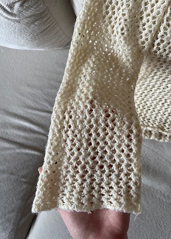 Bohem Stil Örgü Kadın Kazak Krem - Görsel 3