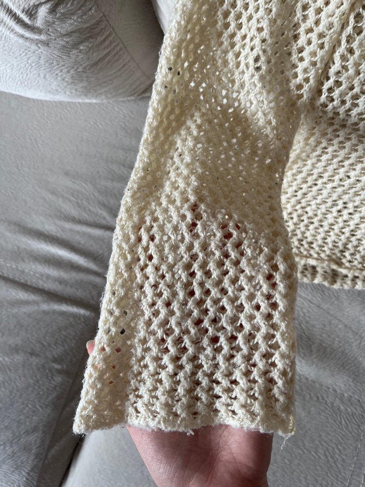 Bohem Stil Örgü Kadın Kazak Krem - Görsel 3