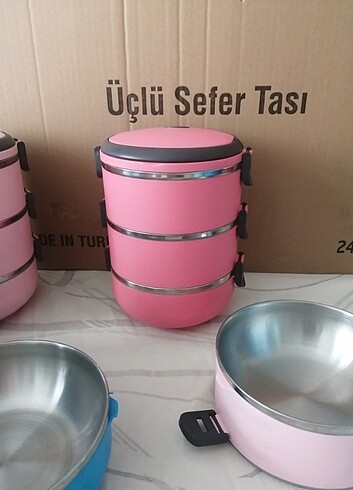 3 KATLI VAKUMLU YEMEK TERMOS SEFER TASI 