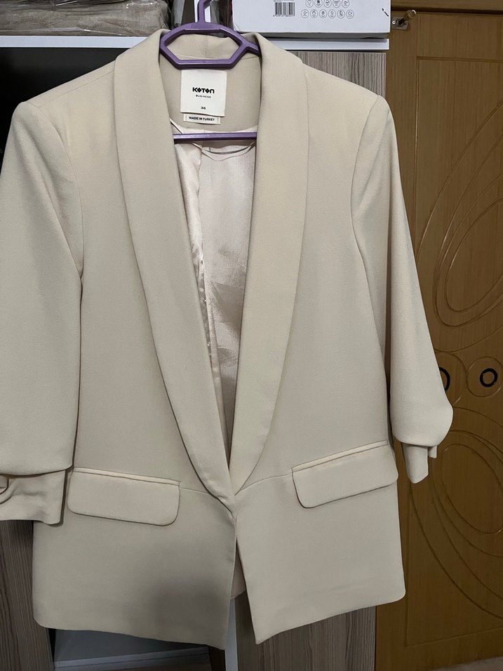 Koton Business Bej Şal Yaka Şık Ceket - Sıfır Ayarında - Görsel 2