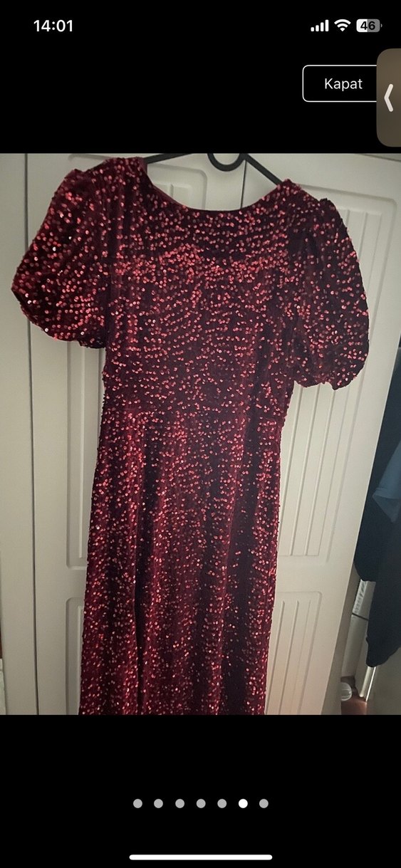 Bordo Uzun Payetli Kadın Elbise - Görsel 2