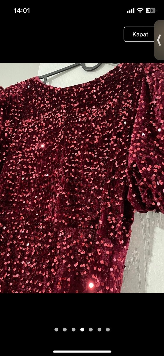 Bordo Uzun Payetli Kadın Elbise - Görsel 4