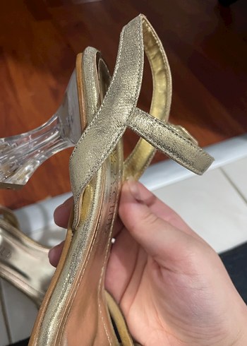 Altın Renkli Stiletto Topuklu Kadın Abiye Ayakkabı - Görsel 6