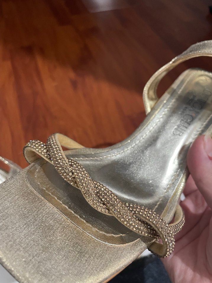 Altın Renkli Stiletto Topuklu Kadın Abiye Ayakkabı - Görsel 5