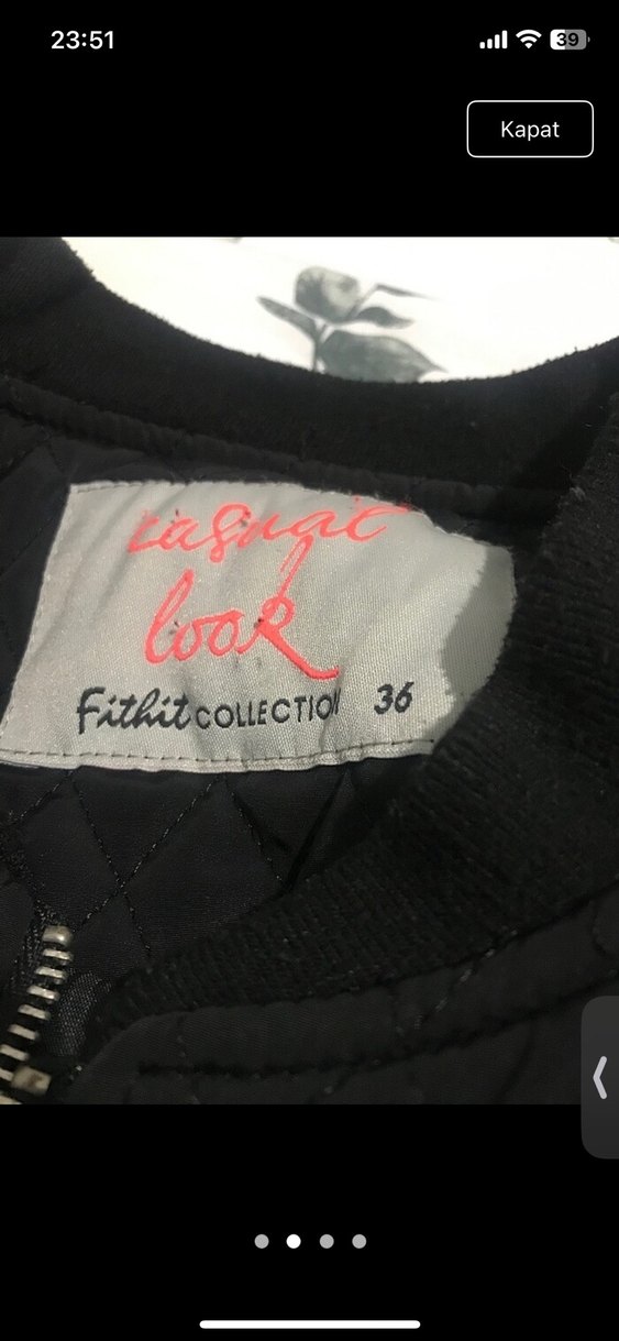 Siyah Fermuarlı Kapitone Mont - Görsel 2