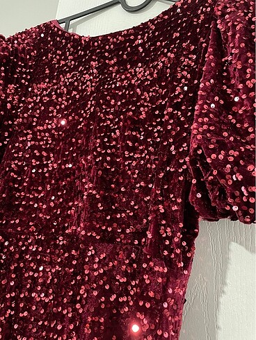 xl Beden bordo Renk Bordo payetli abiye elbise