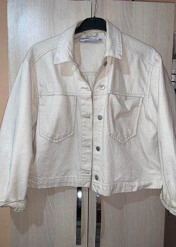 KOTON Düğmeli Beyaz Denim Ceket 42 BEDEN