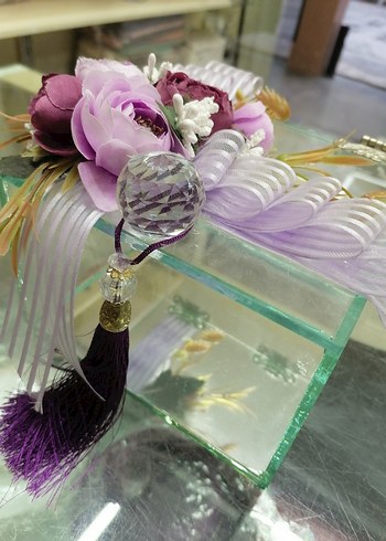 Mor Püsküllü Bohem söz nişan cam kutu sandık - Görsel 2