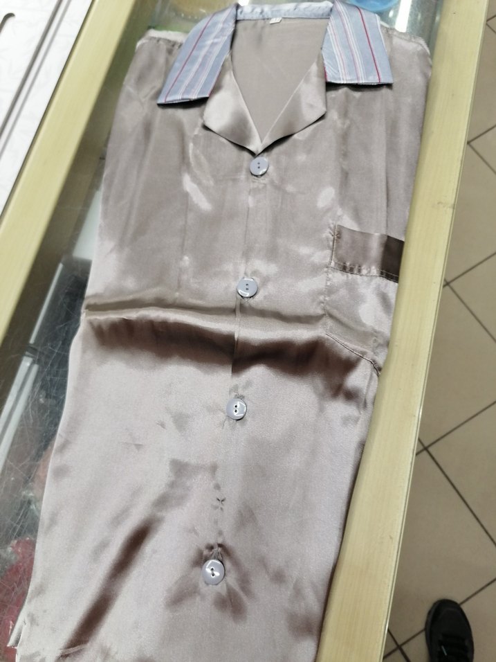 Gri Erkek Düğmeli Uzun Kollu pijama takımı - Görsel 3