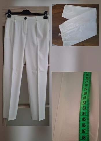 40 Beden beyaz Renk Beyaz Kadın Kumaş Pantolon bel kısmı lastikli. cepli boyu 90 cm