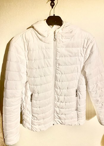 Beyaz Fermuarlı Kadın Mont - Görsel 5