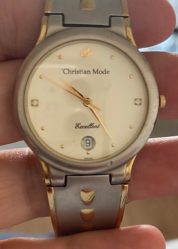 Christian Mode Altın Gri Düğmeli erkek saati - Görsel 3