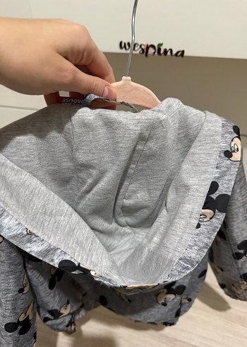 Kapüşonlu Kız Çocuk Gri Baskılı Ceket - Görsel 5