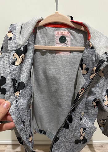 Kapüşonlu Kız Çocuk Gri Baskılı Ceket - Görsel 4