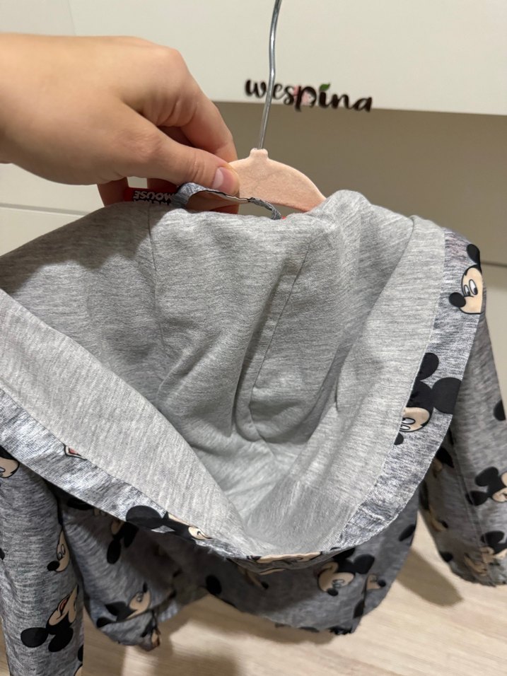 Kapüşonlu Kız Çocuk Gri Baskılı Ceket - Görsel 5