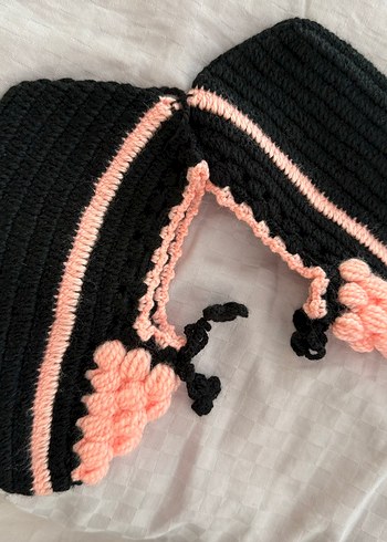 Pembe Örgü Kadın Ev Terliği - Görsel 2