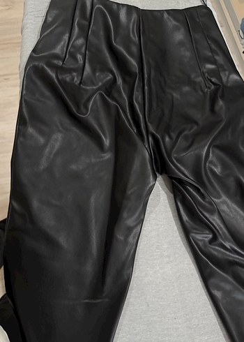 Deri Siyah Kadın  Pantolon - Görsel 4