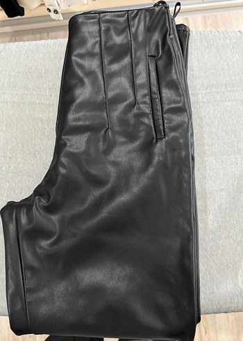 Deri Siyah Kadın  Pantolon - Görsel 5
