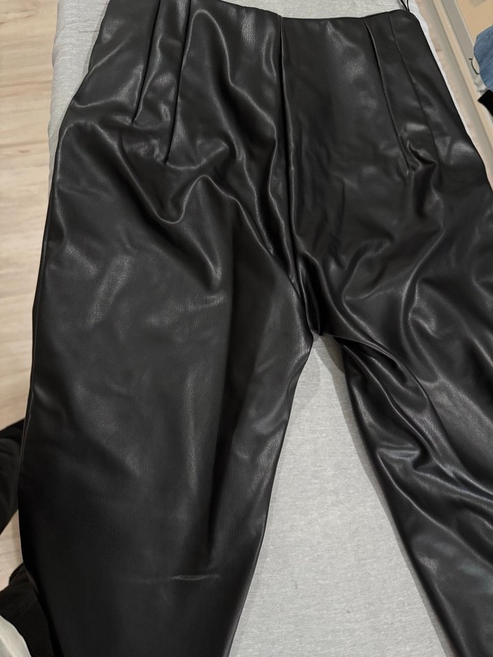 Deri Siyah Kadın  Pantolon - Görsel 4