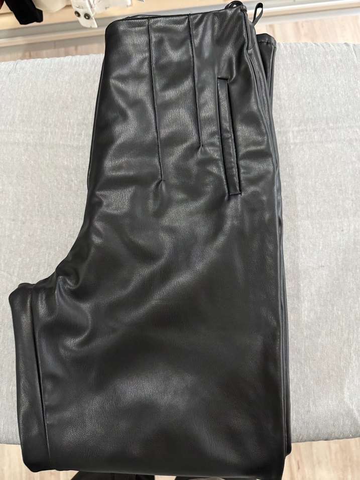 Deri Siyah Kadın  Pantolon - Görsel 5