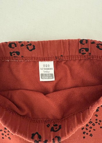 Kız Çocuk Kırmızı Baskılı Pamuklu Pantolon - Görsel 2