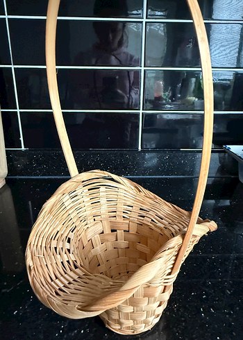 Uzun Saplı Bej Hasır Sepet - Görsel 2