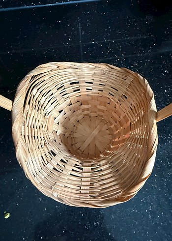 Uzun Saplı Bej Hasır Sepet - Görsel 3