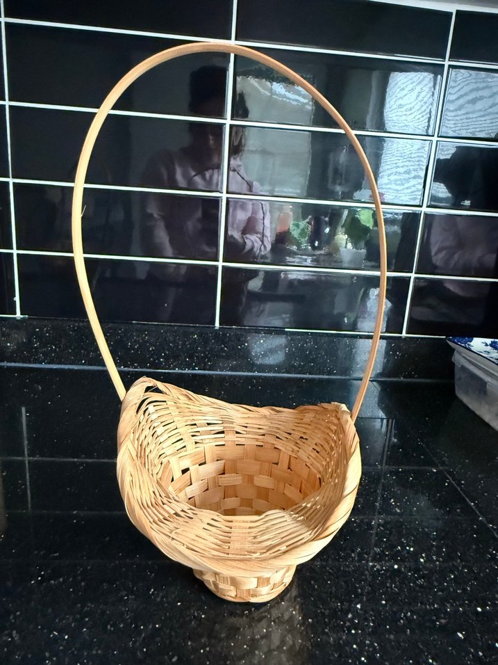 Uzun Saplı Bej Hasır Sepet - Görsel 4