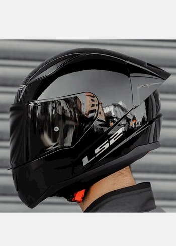 Parlak Siyah LS2 Biker Kask