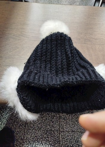 Kürk Detaylı Siyah Yün Kadın Bere - Görsel 7