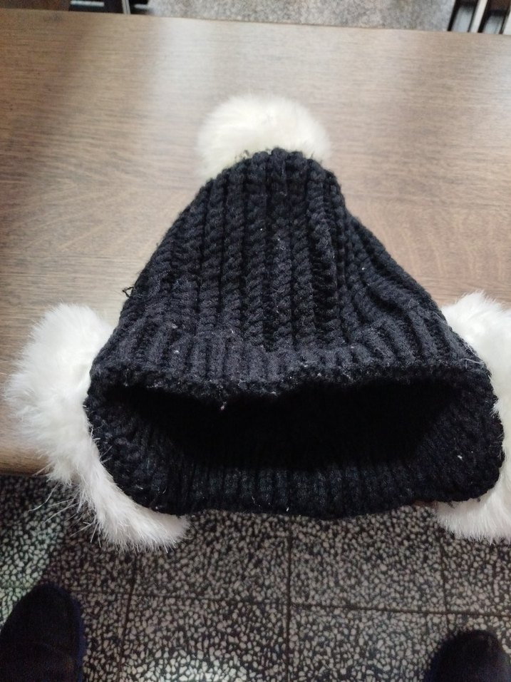 Kürk Detaylı Siyah Yün Kadın Bere - Görsel 5