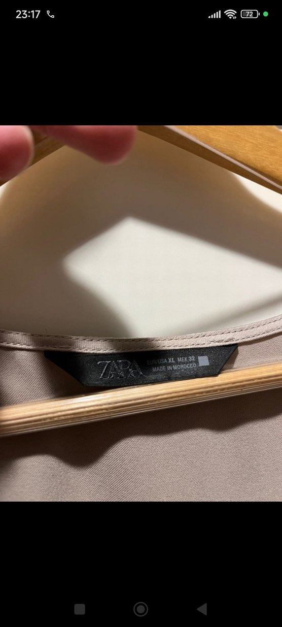 Bej V Yaka Drapeli Saten elbise - Görsel 4