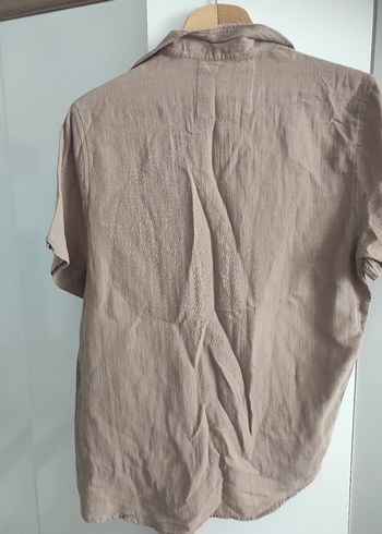 s Beden ten rengi Renk Bej Kısa Kollu Keten Erkek Gömlek