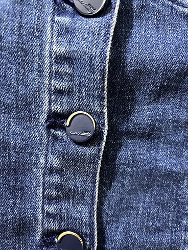 xs Beden Mavi- Vücudu saran mini denim elbise