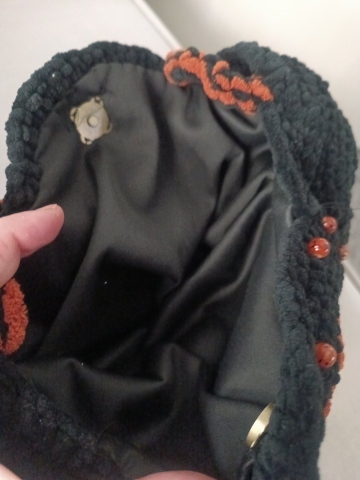 Siyah Turuncu Örgü Bohem Kadın Çanta - Görsel 5