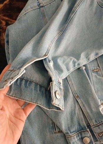 Düğmeli Uzun Kesim Pastel Mavi Kadın Kot Ceket - Görsel 8