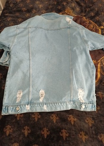 Düğmeli Uzun Kesim Pastel Mavi Kadın Kot Ceket - Görsel 5