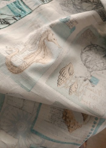 Turkuaz Vintage Baskılı Masa Örtüsü - Görsel 4