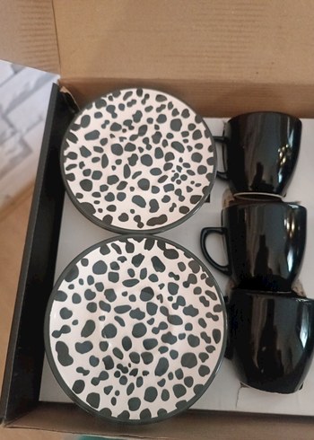 Siyah Seramik 6'lı Fincan ve Tabak Seti - Görsel 3