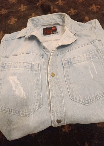 Gri Kadın Denim Ceket Düğmeli Uzun Kollu - Görsel 8