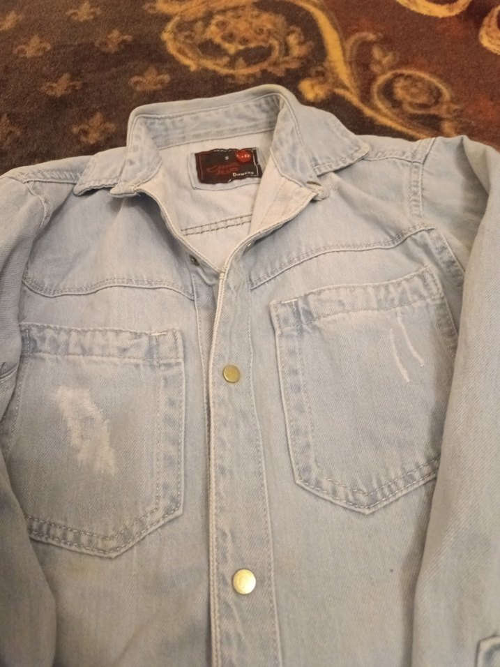 Gri Kadın Denim Ceket Düğmeli Uzun Kollu - Görsel 3