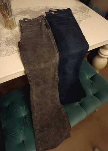 Gri ve lacivert Kadın Denim Pantolon dört tane - Görsel 3