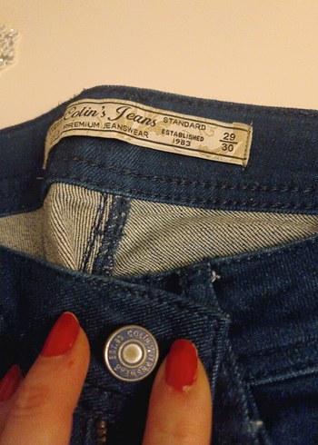 Gri ve lacivert Kadın Denim Pantolon dört tane - Görsel 4