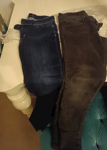 Gri ve lacivert Kadın Denim Pantolon dört tane - Görsel 2