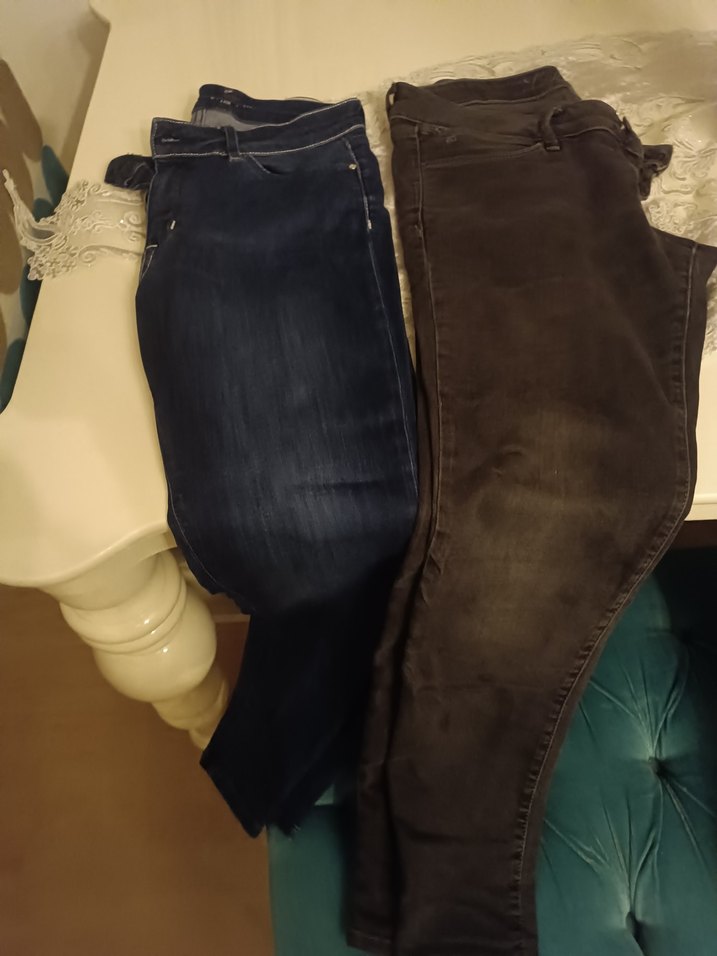 Gri ve lacivert Kadın Denim Pantolon dört tane - Görsel 2