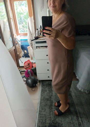 xl Beden V Yaka kahve Midi Elbise