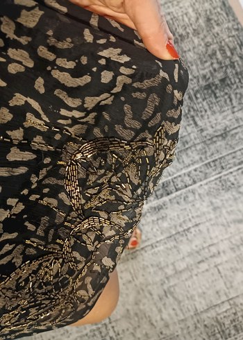 xxl Beden siyah Renk boncuk isleme Detaylı Siyah V Yaka Midi Elbise leopar yessica