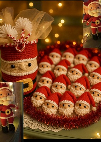 Renkli Kırmızı Noel Baba Süsleri